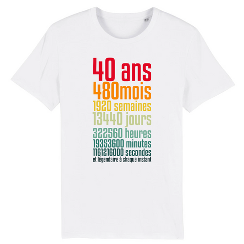 Tee-shirts Cadeau 40 ans - Livraison Gratuite